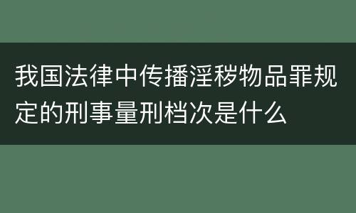 我国法律中传播淫秽物品罪规定的刑事量刑档次是什么