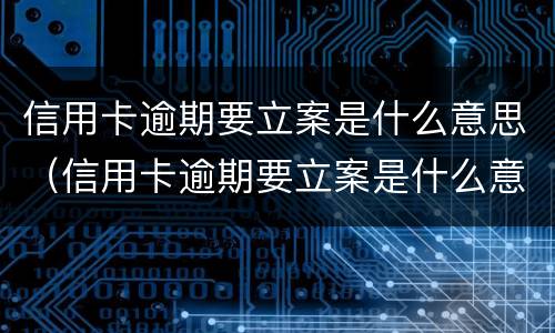 信用卡逾期要立案是什么意思（信用卡逾期要立案是什么意思呢）