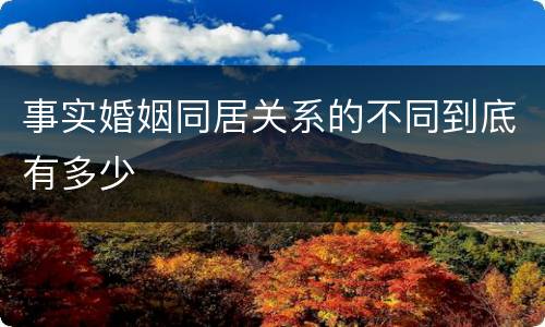 事实婚姻同居关系的不同到底有多少