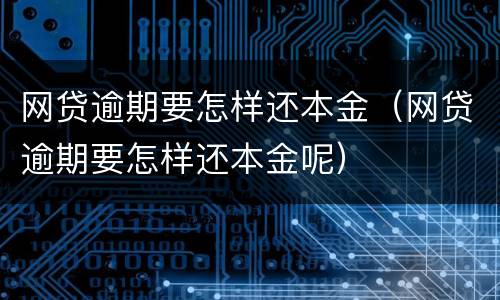 网贷逾期要怎样还本金（网贷逾期要怎样还本金呢）