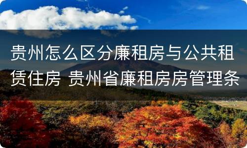 贵州怎么区分廉租房与公共租赁住房 贵州省廉租房房管理条例