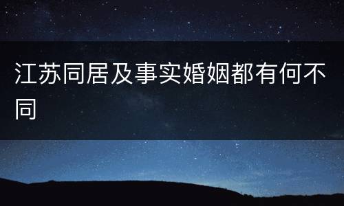 江苏同居及事实婚姻都有何不同