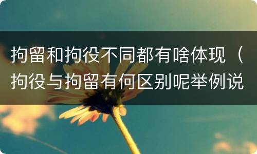 拘留和拘役不同都有啥体现（拘役与拘留有何区别呢举例说明）