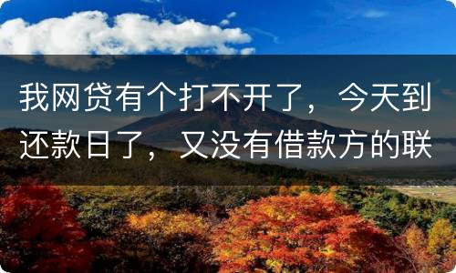 我网贷有个打不开了，今天到还款日了，又没有借款方的联系方式，请问要怎么办