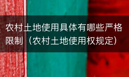 农村土地使用具体有哪些严格限制（农村土地使用权规定）