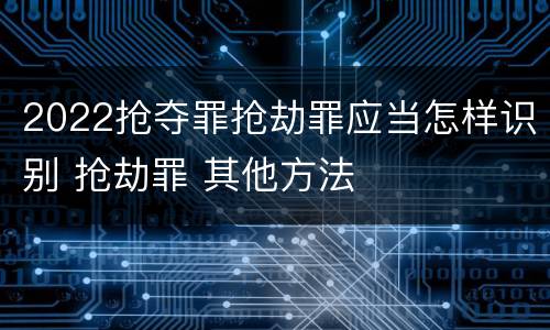 2022抢夺罪抢劫罪应当怎样识别 抢劫罪 其他方法