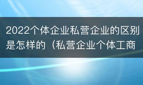 2022个体企业私营企业的区别是怎样的（私营企业个体工商户区别）