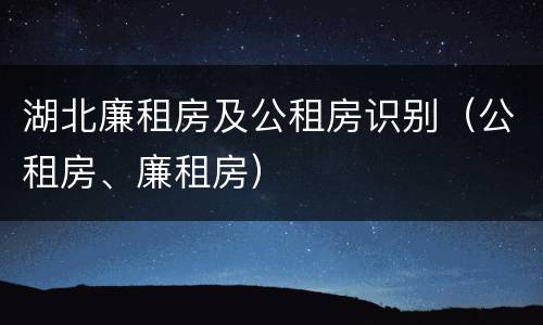 湖北廉租房及公租房识别（公租房、廉租房）