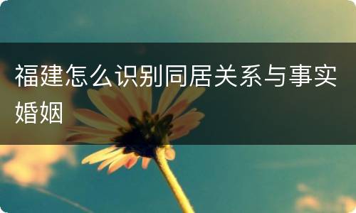 福建怎么识别同居关系与事实婚姻