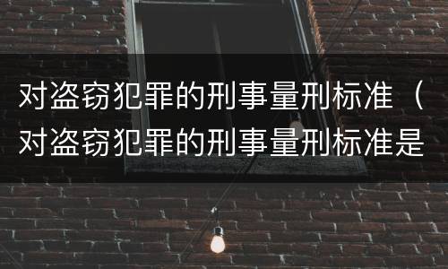 对盗窃犯罪的刑事量刑标准（对盗窃犯罪的刑事量刑标准是多少）