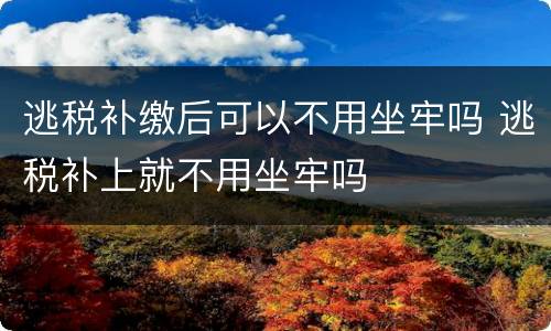 逃税补缴后可以不用坐牢吗 逃税补上就不用坐牢吗