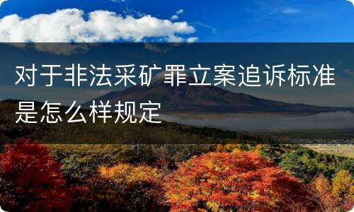 对于非法采矿罪立案追诉标准是怎么样规定