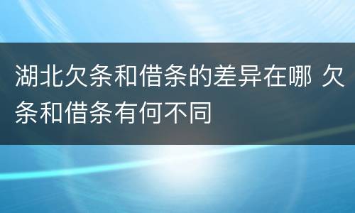 湖北欠条和借条的差异在哪 欠条和借条有何不同