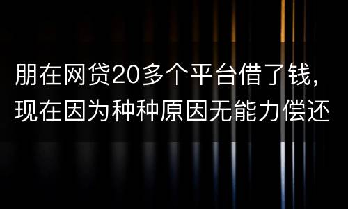 朋在网贷20多个平台借了钱，现在因为种种原因无能力偿还