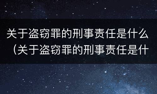 关于盗窃罪的刑事责任是什么（关于盗窃罪的刑事责任是什么意思）