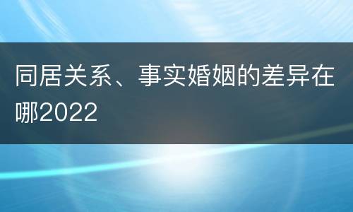同居关系、事实婚姻的差异在哪2022