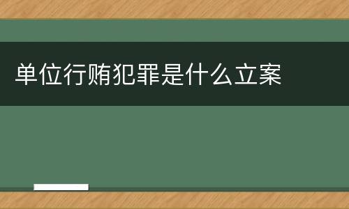 单位行贿犯罪是什么立案