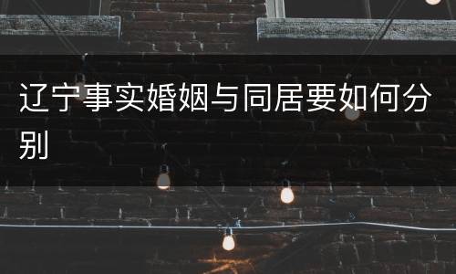 辽宁事实婚姻与同居要如何分别