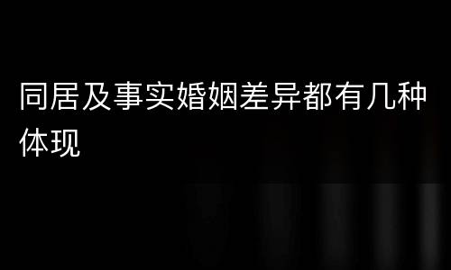 同居及事实婚姻差异都有几种体现