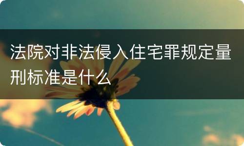 法院对非法侵入住宅罪规定量刑标准是什么