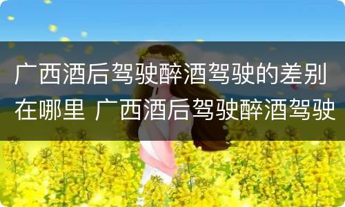 广西酒后驾驶醉酒驾驶的差别在哪里 广西酒后驾驶醉酒驾驶的差别在哪里可以查到