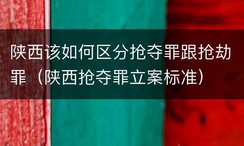 陕西该如何区分抢夺罪跟抢劫罪（陕西抢夺罪立案标准）