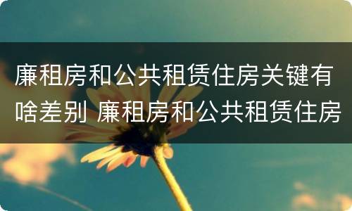 廉租房和公共租赁住房关键有啥差别 廉租房和公共租赁住房关键有啥差别吗