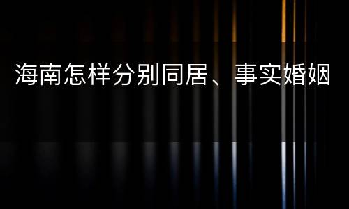 海南怎样分别同居、事实婚姻