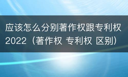 应该怎么分别著作权跟专利权2022（著作权 专利权 区别）