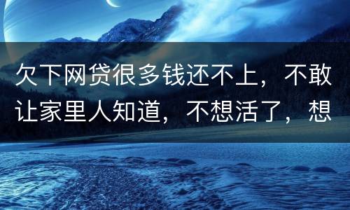 欠下网贷很多钱还不上，不敢让家里人知道，不想活了，想一死了之