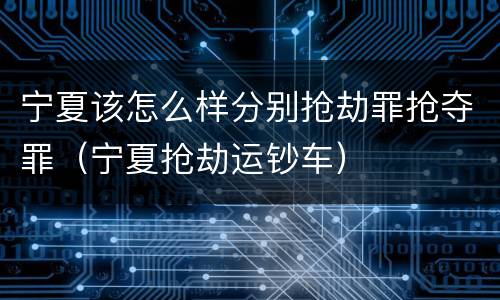 宁夏该怎么样分别抢劫罪抢夺罪（宁夏抢劫运钞车）