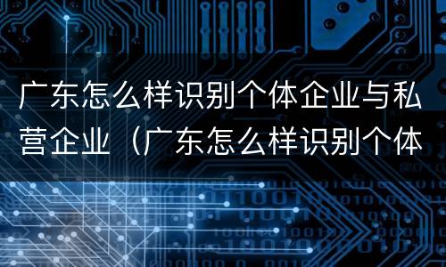 广东怎么样识别个体企业与私营企业（广东怎么样识别个体企业与私营企业的区别）