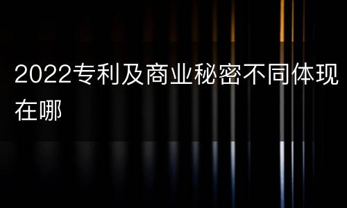 2022专利及商业秘密不同体现在哪