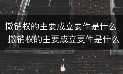 撤销权的主要成立要件是什么 撤销权的主要成立要件是什么原则