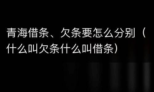 青海借条、欠条要怎么分别（什么叫欠条什么叫借条）