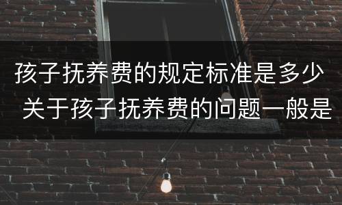 孩子抚养费的规定标准是多少 关于孩子抚养费的问题一般是多少