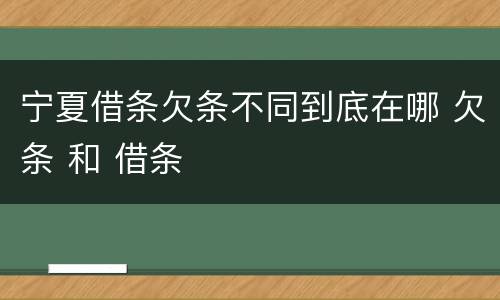 宁夏借条欠条不同到底在哪 欠条 和 借条