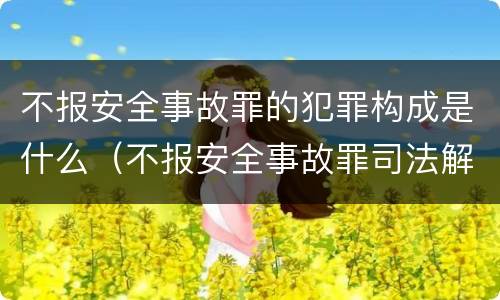 不报安全事故罪的犯罪构成是什么（不报安全事故罪司法解释）