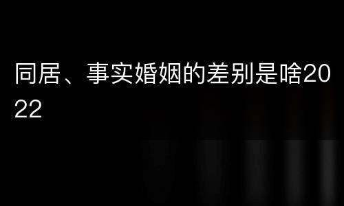 同居、事实婚姻的差别是啥2022