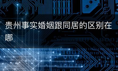 贵州事实婚姻跟同居的区别在哪