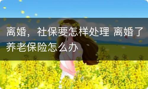 离婚，社保要怎样处理 离婚了养老保险怎么办