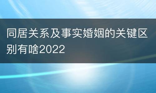 同居关系及事实婚姻的关键区别有啥2022