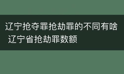 辽宁抢夺罪抢劫罪的不同有啥 辽宁省抢劫罪数额