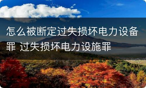 怎么被断定过失损坏电力设备罪 过失损坏电力设施罪
