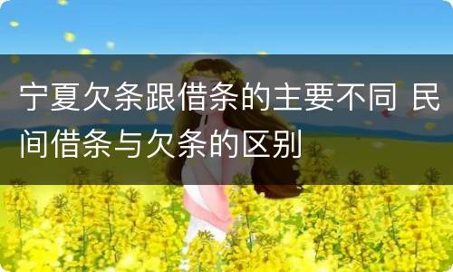 宁夏欠条跟借条的主要不同 民间借条与欠条的区别