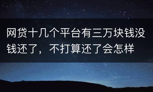 网贷十几个平台有三万块钱没钱还了，不打算还了会怎样
