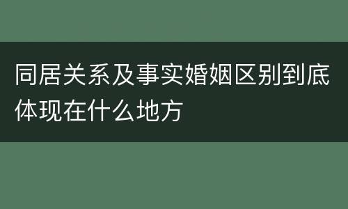 同居关系及事实婚姻区别到底体现在什么地方