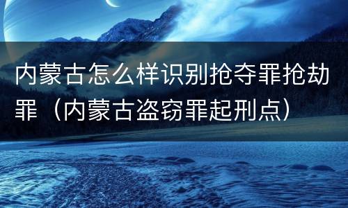 内蒙古怎么样识别抢夺罪抢劫罪（内蒙古盗窃罪起刑点）