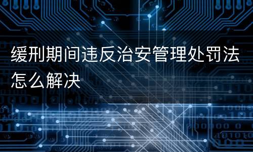 缓刑期间违反治安管理处罚法怎么解决