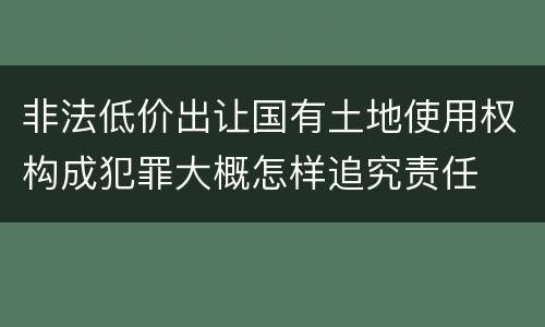 非法低价出让国有土地使用权构成犯罪大概怎样追究责任